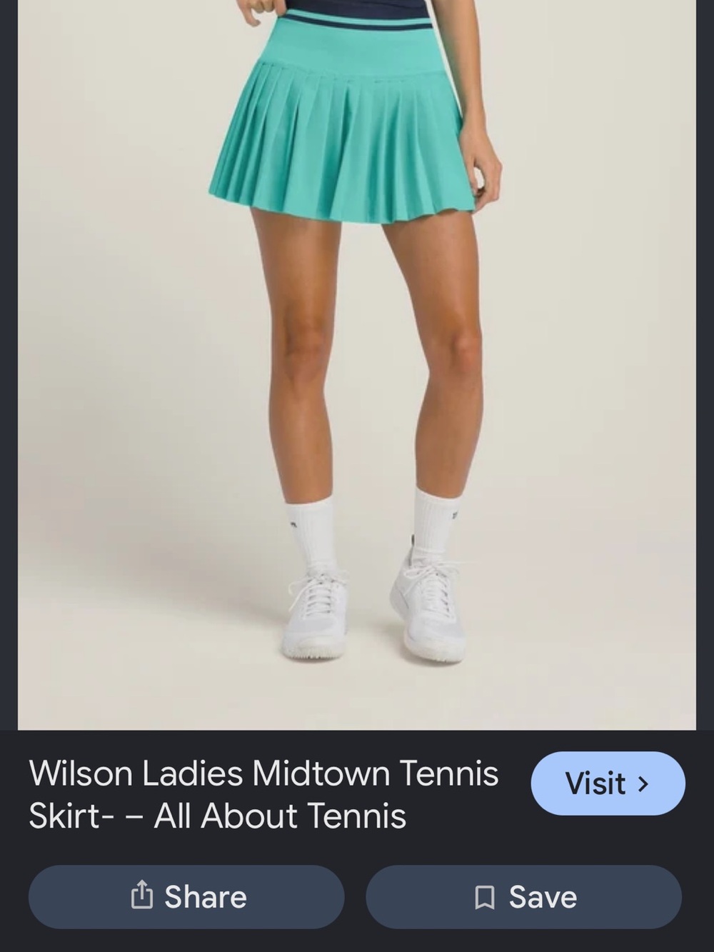 Wilson Teal Pleated Tennis Skirt